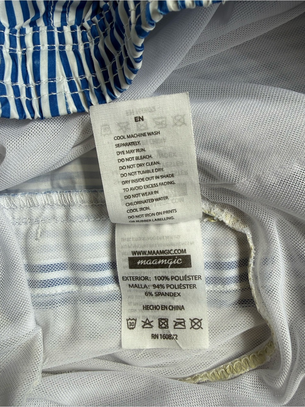 maamgic Men’s Blue Stripe Swim Trunks - Picture 7 of 7